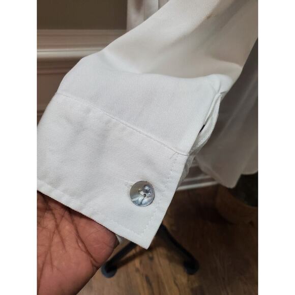 T&W Designs Womens White Tencel Collared Long Sleeve Button Down Casual Shirt XS - Picture 7 of 12